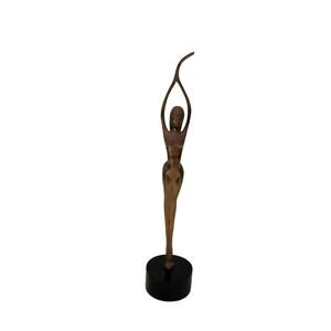 Vintage Mid-Century Modern (MCM) brass sculpture of an elongated female figure
